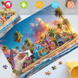 HUADADA Puzzle 1000 Teile-Puzzle 1000 Teile Erwachsene Klassische Puzzles Geschenk-Bunter Hafen