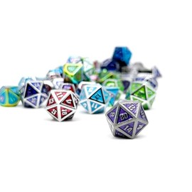 Mystery Gravestone Dice Sets by Norse Foundry - Zinc Alloy 14mm Polyhedral Solid Dice with Enamel Infusions - Compatible with Dungeons and Dragons DND RPG Table Games