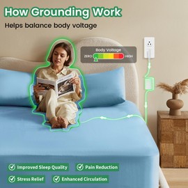 Grounding Sheets, 10% Silver Grounding Bed Sheets, 90% Organic Cotton Grounded 400 Threads Connected Bedding, Deep Pocket Fitted Earth Sheets with Grounding Tester - [Queen - 60"x 80"x 15",Sky Blue]
