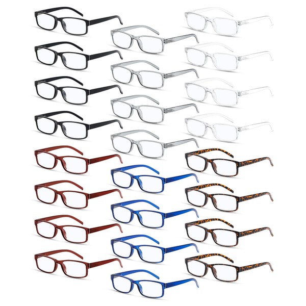 Yexiya 24 Pack Reading Glasses Bulk Traditional Reading Glasses with
