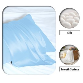 SUATIEN Mulberry Silk Pillow Cases King Size Silk Pillowcase for Hair and Skin with Zipper Soft Breathable Smooth Cooling Silk Pillow Case for Sleeping,Gifts for Women (Sky Blue,20"X 36",1Pcs)