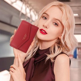 FORRICA Women's Purse Elegant Small Wallet Zip Wallet Multifunctional Card Holder Women PU Leather Wallets, red, Wallet