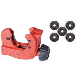 ROTHENBERGER Industrial MiniMax Pipe Cutter with 5 x Replacement Cutting Wheels, Diameter 3 mm - 28 mm (1/8 Inch - 1 1/8 Inch) Pipe Separator Pipe Cutter Copper Brass Aluminium
