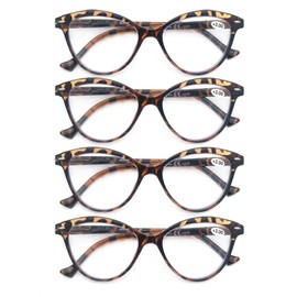HEEYYOK Women Reading Glasses 4 Pack 1.50 Cateye Readers Glasses Reading Comfort Spring Hinge(4 Pack Color-C2, 1.50, x)