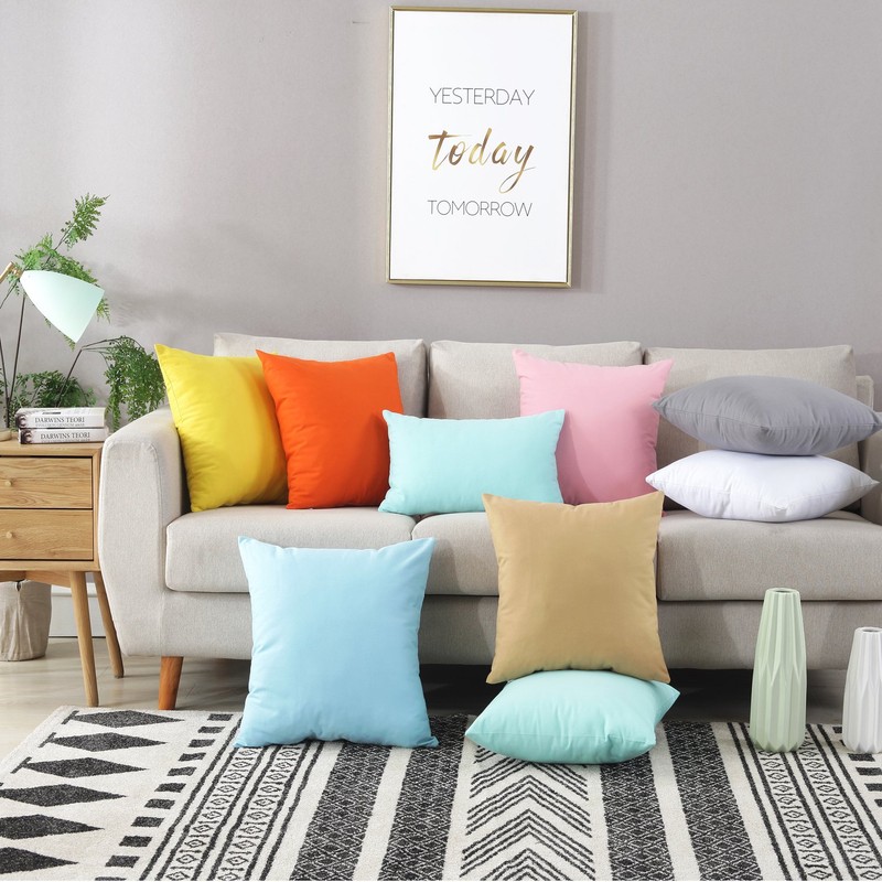 Gyulin 2 Pack Home Decorative 100% Cotton Canvas Square Solid