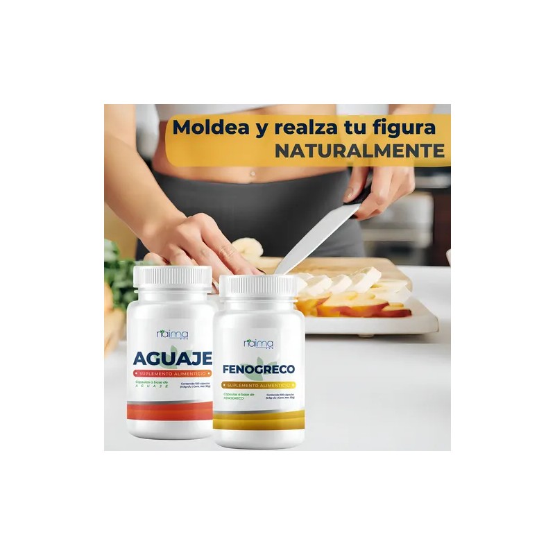 Naíma Suplemento Aguaje Fenogreco Cápsulas Vegano Sin Gluten Pack 2