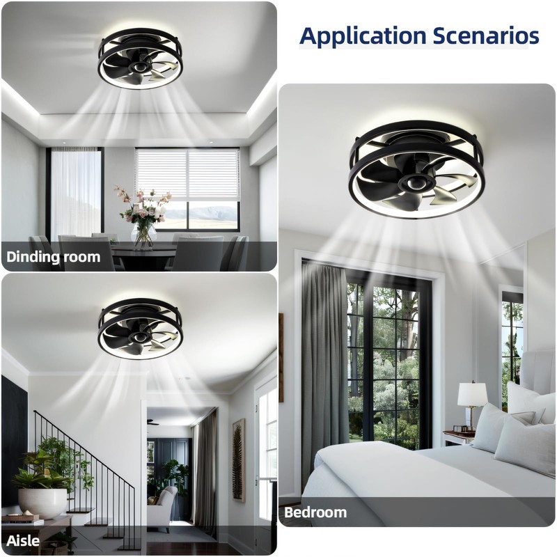 Zoruny 13" Low Profile Ceiling Fans with Lights and Remote,Dimmable