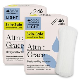 Attn: Grace Panty Liners for Women - 92 Liners – for Light Urinary Incontinence, Bladder Leakage or Postpartum - 100% Breathable & Plant-Based Materials Active Odor Control, Free from Harsh Chemicals