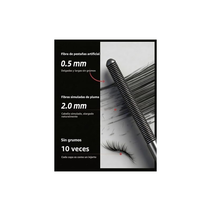 Erinde Máscara de pestañas Marrón Metal Wand, Resistente al Agua