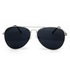 O2 Eyewear 215 Premium XXL Oversized Retro Vintage Flat Top Aviator Womens Mens Sunglass (BLACK/ SILVER, 62)