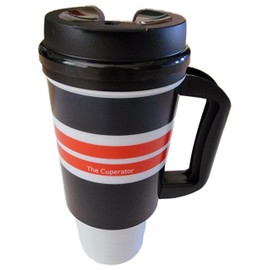 Travel Mug - Insulated Reusable Drink Cup (24 oz), Black, Red, & White