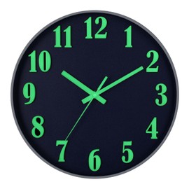 HZDHCLH Luminous Wall Clock Glow in The Dark, Modern Wall Clocks with 3D Numbers,Decorative Wall Clock Battery Operated for Bedroom Kitchen Living Room Office (Navy)