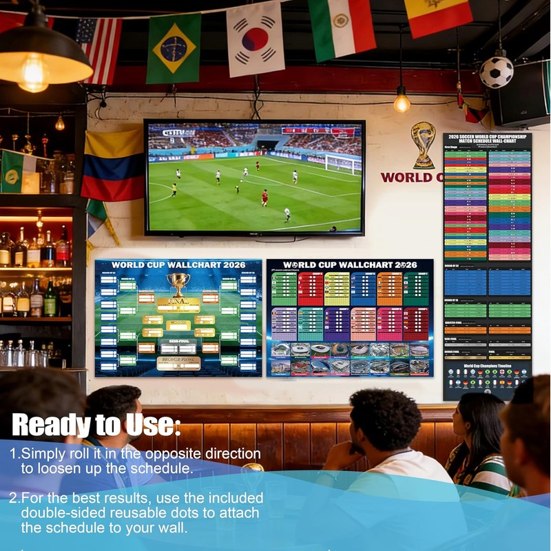 2026 World Cup Soccer Dry Erase Wall Chart Poster Set