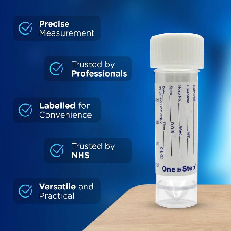 15 Urine Sample Bottles Specimen Pot Graduated Container with Lid