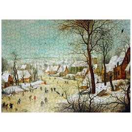 MyPuzzle Winter Landscape with Skaters - 1565 by Pieter Bruegel The Elder - Premium 500 Piece Jigsaw Puzzle for Adults