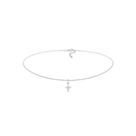 Elli Women's Choker Necklace Cross Religion Zirconia in 925 Sterling Silver, Silver, Silver