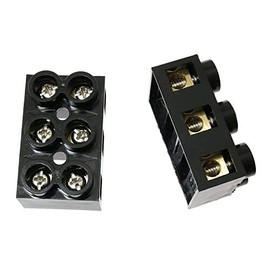 RLECS 2pcs 500V 60A 3 Position Double Row Screw Terminal Block Dual Row Electrical Barrier Terminal Strip Block, Black