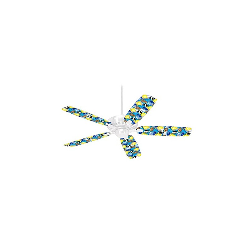 Tropical Fish 01 Blue Medium - Ceiling Fan Skin Kit