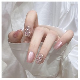 ドミ屋 ネイルチップ 30枚入 バレエ 人気 ネイルシール つけ爪 かわいい 付け爪 3D爪 ラウンドチップ ファッション ネイル 結婚式ネイルチップ 花嫁ネイル（MJ-569）