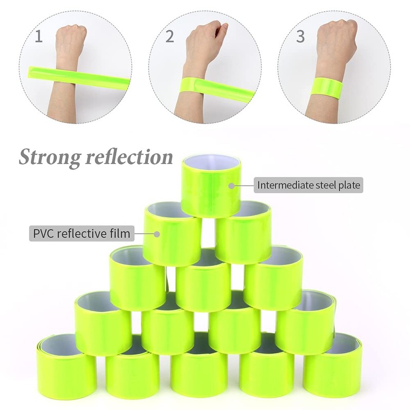 JSMTKJ 20 pieces reflective bands, snap bracelets, reflective snap bracelet,