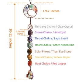 Handmade Crystal Window Car Hanging Ornaments 7 Chakra Home Decoration Feng Shui Ornament Yoga Meditation Car Decoration Tumbled Palm Stones (Style14)