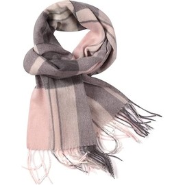 Temminc Pure Wool scarves for men women,Warm wool blanket scarf for women, pashmina tartan scarf for women,Women wool Cold Weather Scarf,cream scarf，pink and gray winter scarf for women