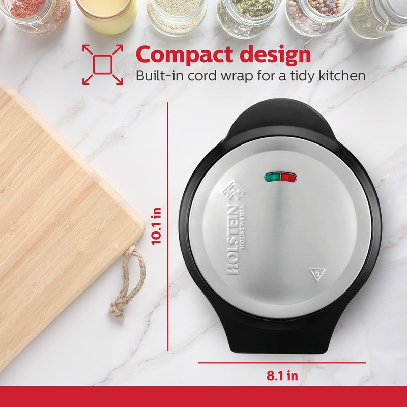 Holstein Housewares Stainless Steel 2 Section Omelet & Frittata Maker,