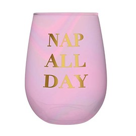Creative Brands Slant CollectionsStemless Wine Glass, 20-Ounce, Nap All Day