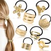 8 Pcs ligas para cabello de Metal,Elásticas Diademas Doradas Metal