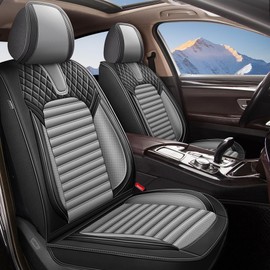 JIAMAOXIN Seat Covers Full Set Fit for Nissan Versa 2009-2025 Breathable and Waterproof Car Seat Covers 5 Seat Leather Seat Covers（Black&Grey）