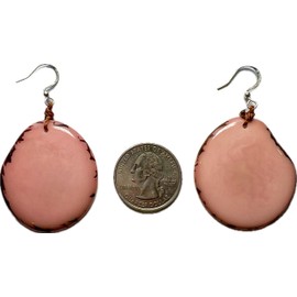 Earth Accessories Boho Earrings for Women | Colorful Drop Dangle Earrings | Tagua Nut, Surgical Stainless Steel | Eco-Friendly, Pink