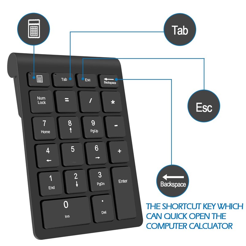 Foloda Wireless Number Pads, Numeric Keypad Numpad 22 Keys Portable