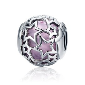 PAHALA 4 Styles 925 Sterling Silver Shimmering Star with Crystal Beads Charms (Purple)