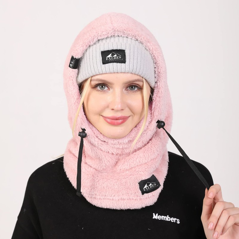 EXLBES Warm Fleece Balaclava Windproof Ski Face Masks for Women
