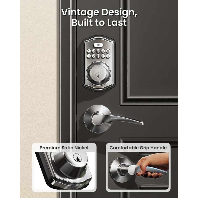 Veise Keyless Entry Door Lock with 2 Lever Handles -