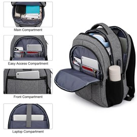 Travel Laptop Backpack for Men and Women, School Backpacks for Teen Boys and Girls, Water Resistant Back Pack Fit 15.6 Inch Laptop with USB Charging Port, Business Anti Theft Sturdy Computer Bag Gift