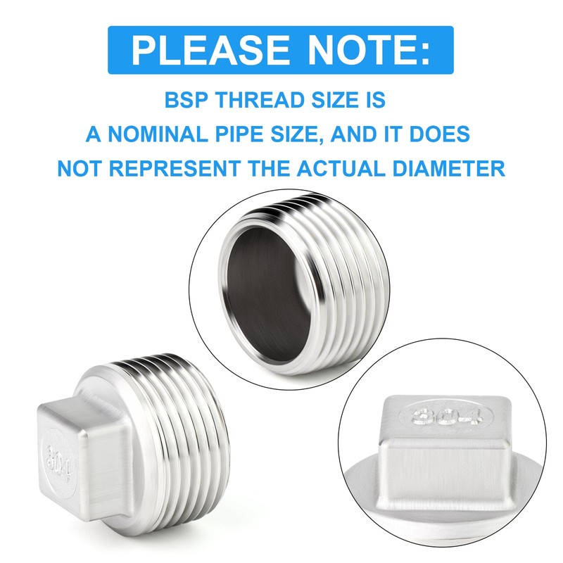 ERGAOBOY 2 Pcs 1" BSP Male Outer Square Thread Socket