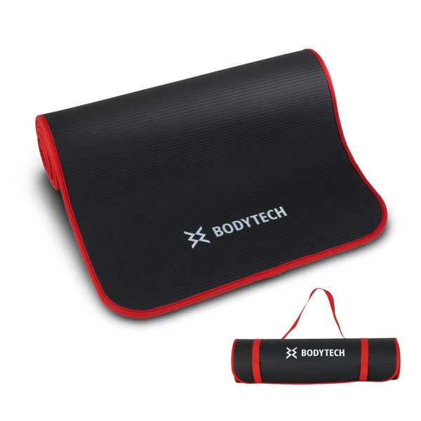 BODYTECH Exercise yoga mat with edge protection and extra wide