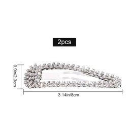 SLFYEE Pack of 2 Snap Hair Clips Women's Hair Pins Glitter Hair Clips Silver Hair Snap Clips for Women Girls Wedding Bridesmaid