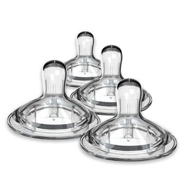 Nanobebe Nipples Baby Bottle Nipples, Silicone Nipple, Triple Vented, Ready to Use, 4 Pack, Fast Flow