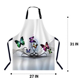 Xuwenz Colorful Butterflies Abstract Kitchen Apron for Women Men, Unisex Adjustable Cooking Apron, Waterproof Apron for Home Kitchen, Restaurant, Coffee House