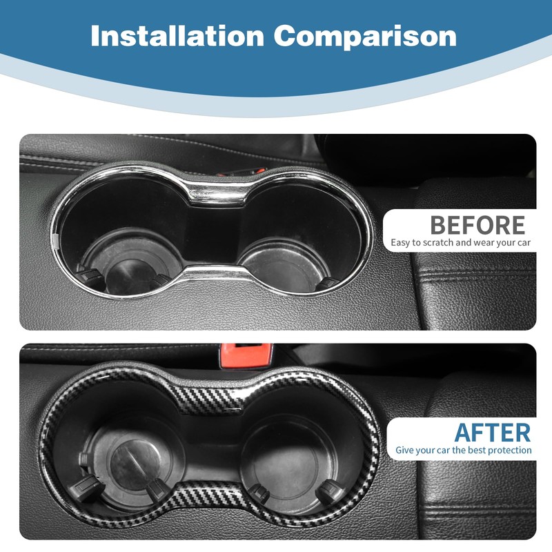 PDKLIN for Mustang Cup Holder Cover Frame Trim for Ford