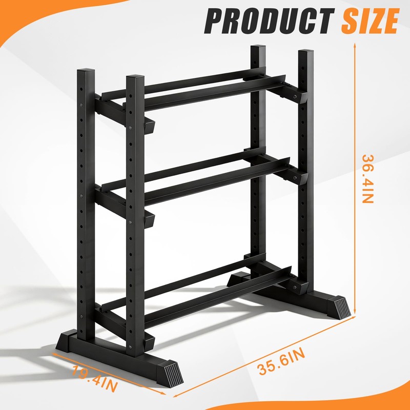 Dumbbell Rack 3-Tier Adjustable Dumbbell Rack Suitable for Dumbbells, Kettlebells,