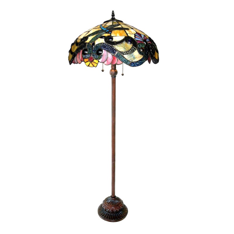 Chloe Lighting 2 Light Tiffany-Style Dragonfly Floor Lamp 18" Shade
