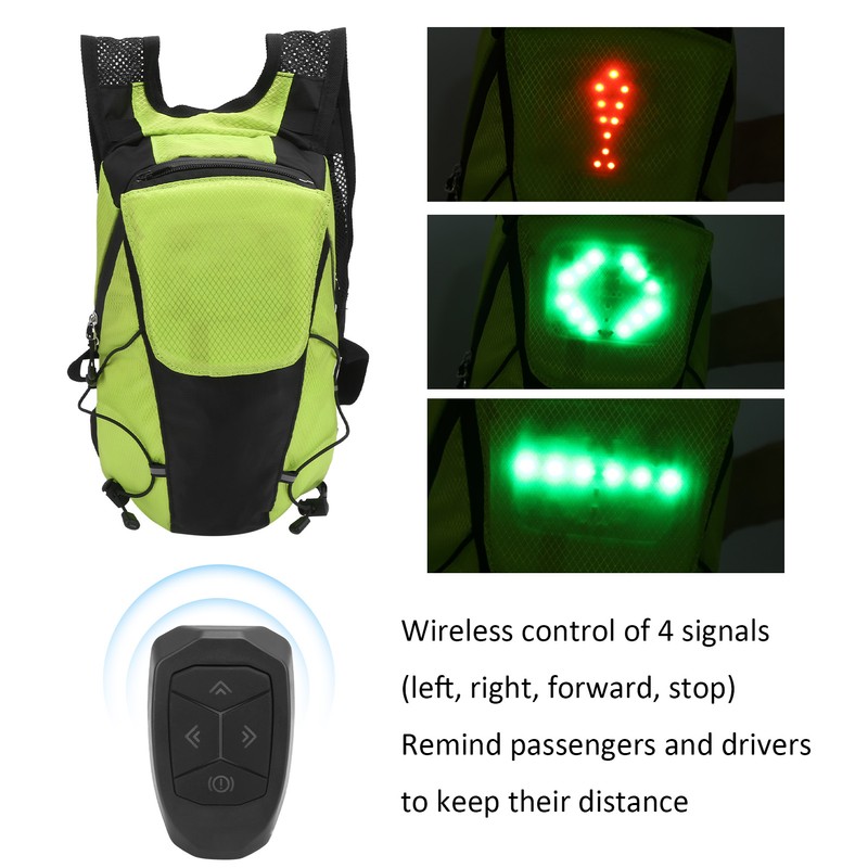 LED Wireless Remote Control Turn Signal Warning Light Backpack Bag
