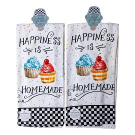 Kay Dee Designs Set of 2 HAPPINESS IS HOMEMADE Cupcake Terry Kitchen Towels by Kay Dee Designs