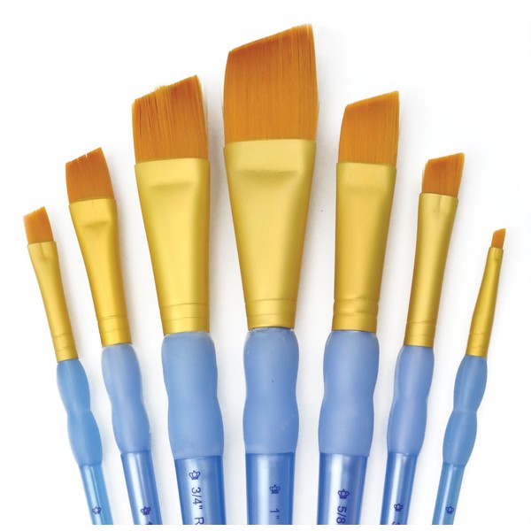 Royal and Langnickel RCC 304 Crafter's Choice Angular Taklon Variety Brush Set - Gold (Pack of 7)