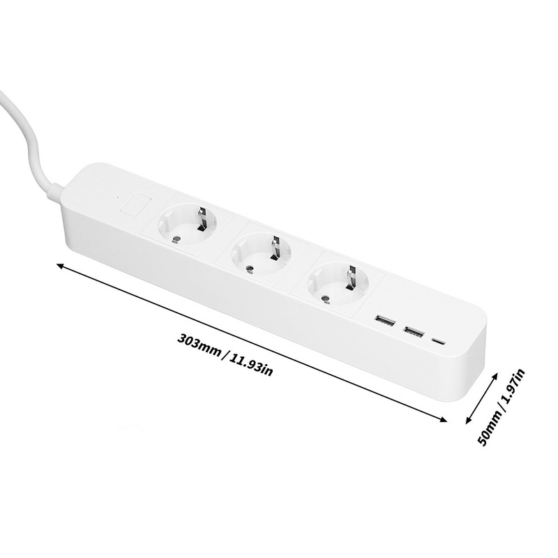 Smart Power Strip 3 Outlets 2 USB Ports 1 Type