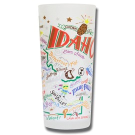 Catstudio Drinking Glass, Idaho Frosted Glass Cup for Kitchen, Bar Glass Drinking Glasses, Everyday Drinking Cup or Cocktail Glass, 15oz Dishwasher Safe Glass Tumbler for Idaho Lovers