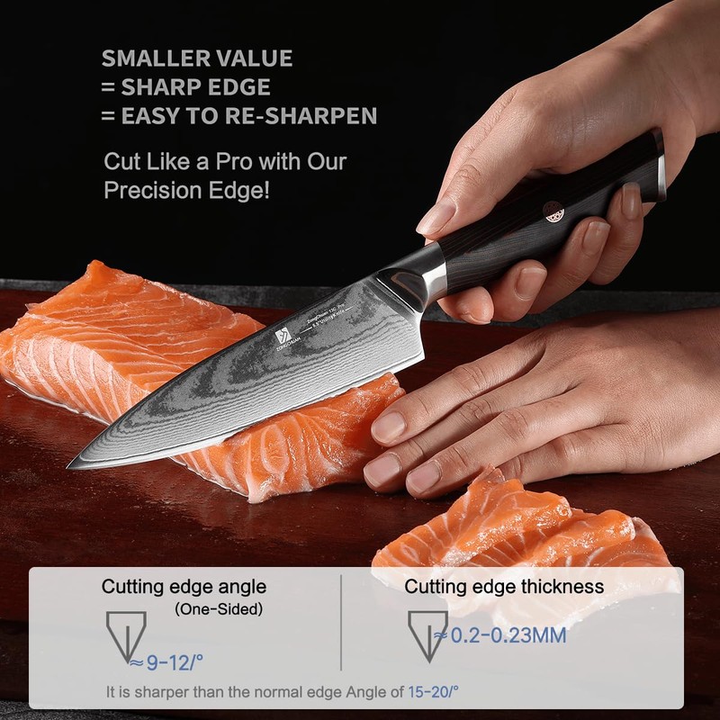 5.5" Damascus Utility Knife,Super High-end High Carbon Powdered Stainless Steel,67-Layer